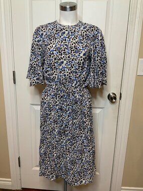 Zadig & Voltaire Blue White Flowers Block Rhone Soft Dress, Size M